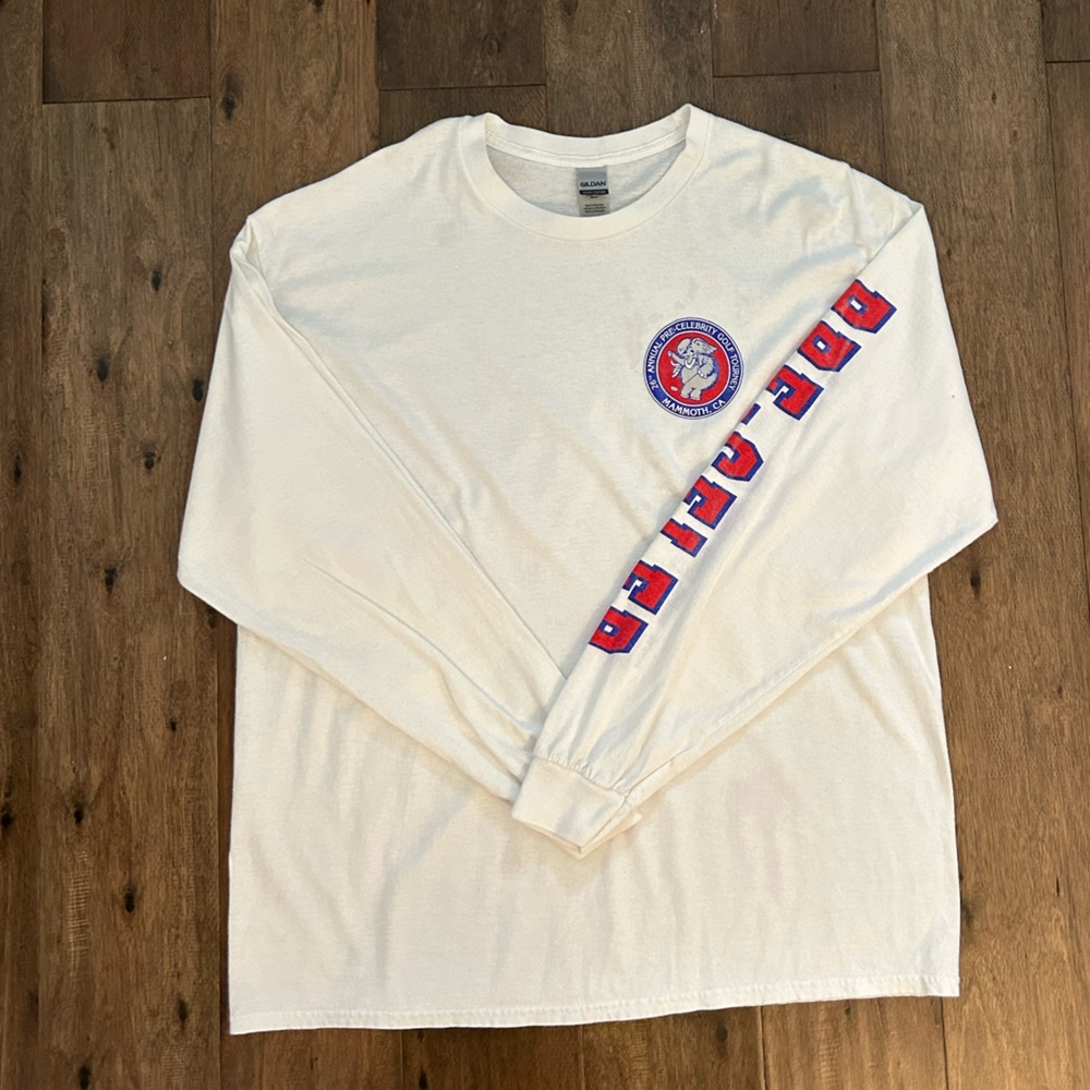 Mammoth Lakes Celebrity golf tournament Cream Long Sleeve Shirt with Red Graphic